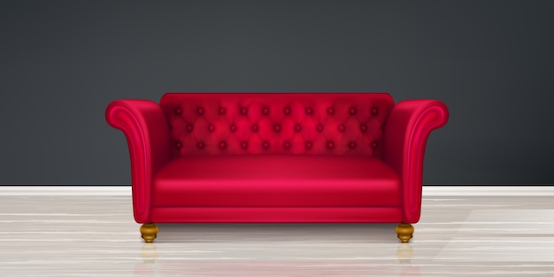 Sofá rojo, diseño interior de la vivienda moderna del sofá