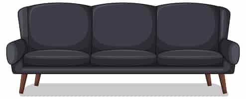 Vector gratuito sofá de tres plazas negro aislado sobre fondo blanco.