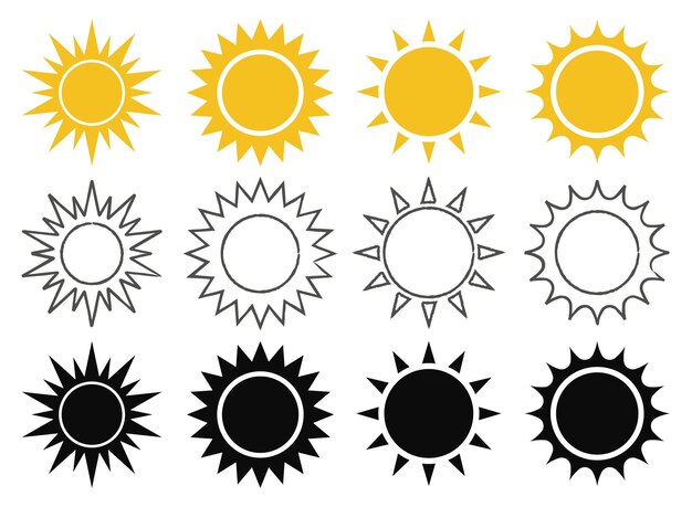 Sol en garabato plano y glifo