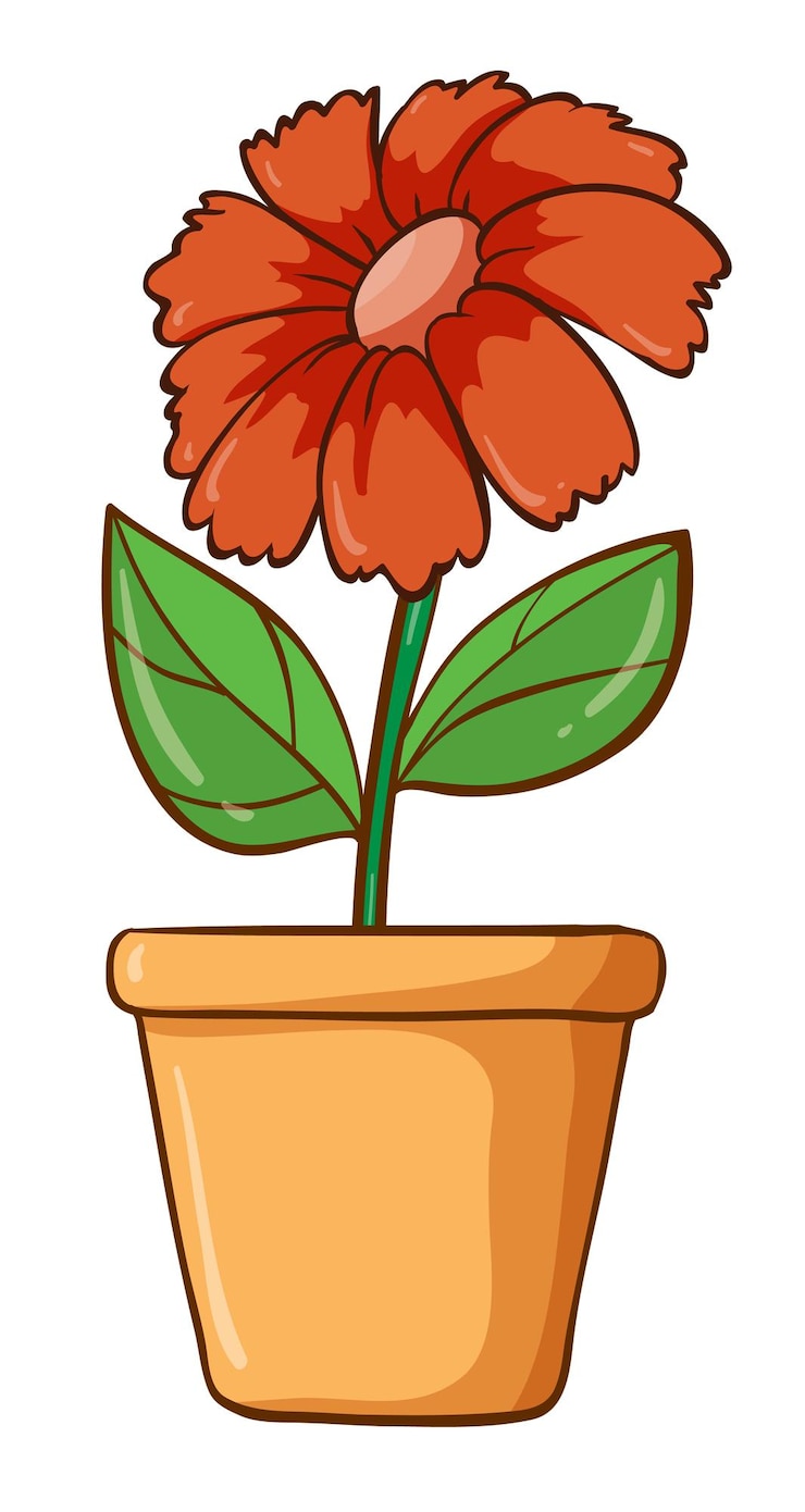 Vector gratuito sola flor en maceta de barro