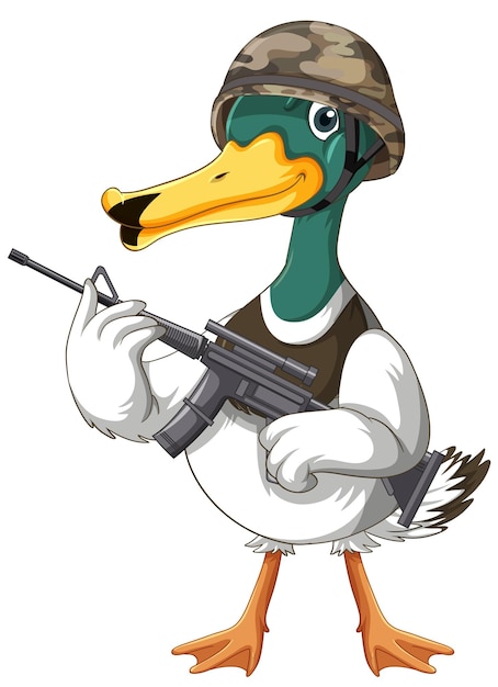 Soldado, pato, tenencia, arma de fuego, caricatura