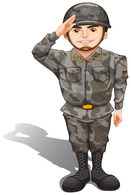 Un soldado valiente que muestra respeto a mano