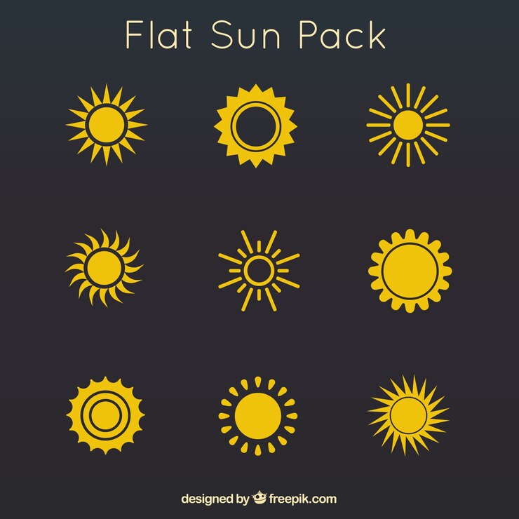 Vector gratuito soles amarillo paquete plano