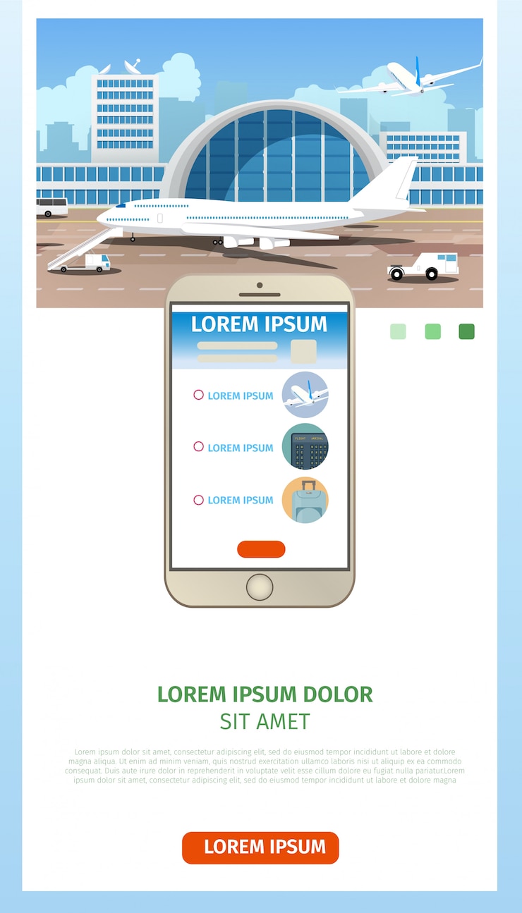Vector gratuito solicitud de boletos de avión página web de dibujos animados vector