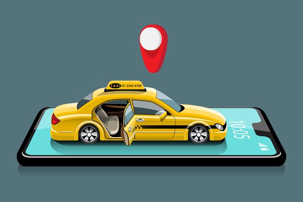 Solicitud en línea para llamar al servicio de taxi por teléfono inteligente