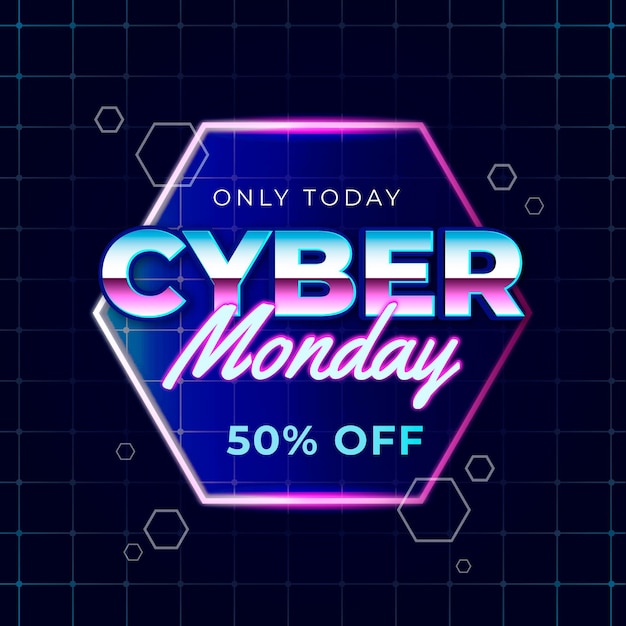 Vector gratuito solo hoy cyber monday retro efecto futurista