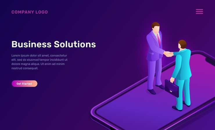 Vector gratuito solución de negocio y concepto isométrico de acuerdo