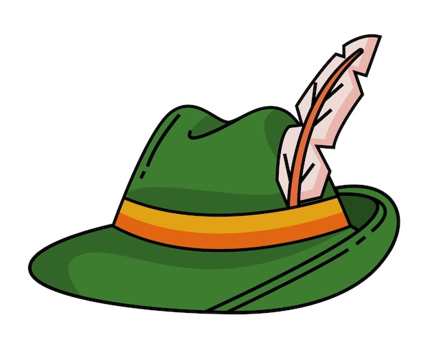 Vector gratuito sombrero bávaro con icono de pluma aislado