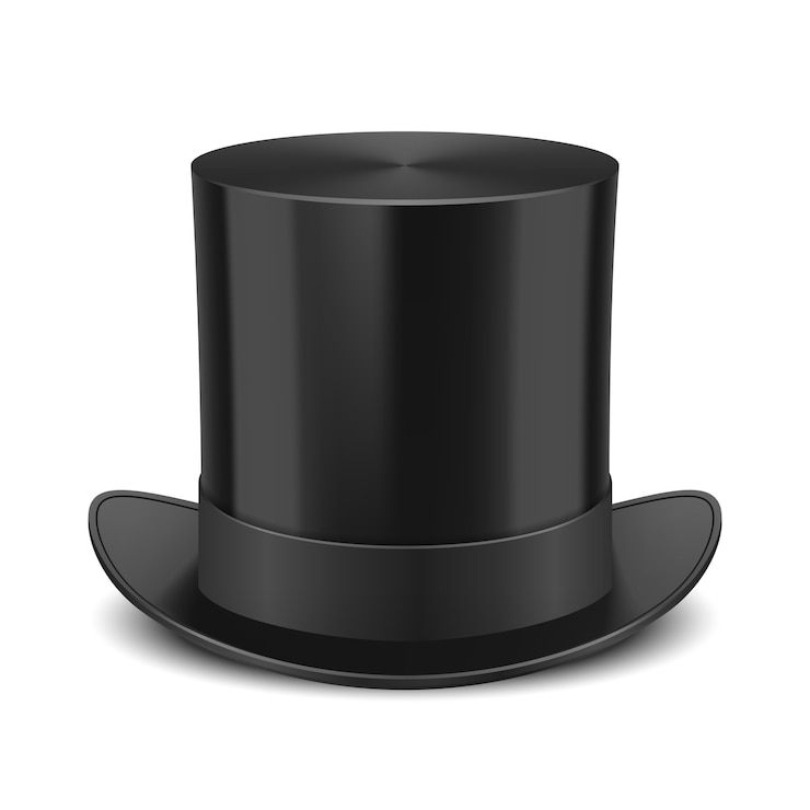 Vector gratuito sombrero de copa negro aislado