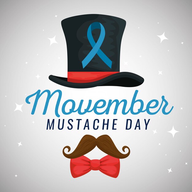 Sombrero masculino con cinta azul y bigote