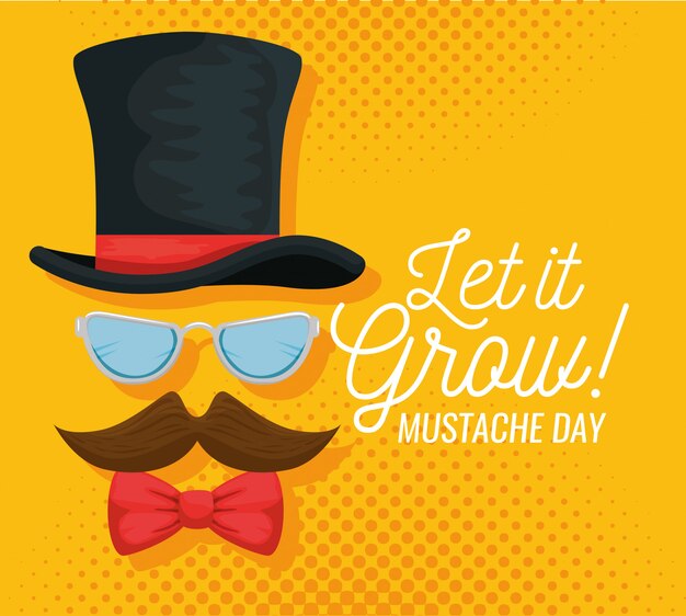 Sombrero masculino con gafas y bigote ilustración