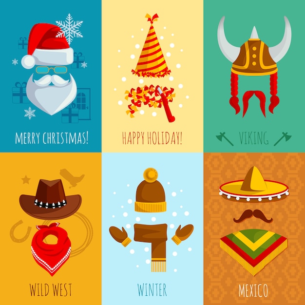 Vector gratuito sombreros y accesorios mini posters