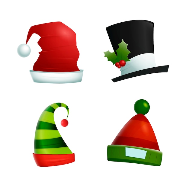Sombreros de personajes navideños realistas