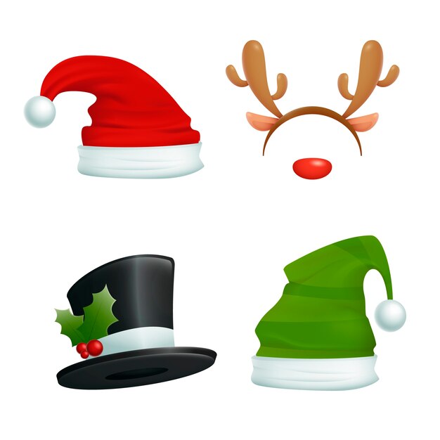 Sombreros de personajes navideños realistas
