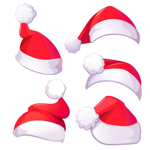 Sombreros rojos de santa claus para navidad o año nuevo