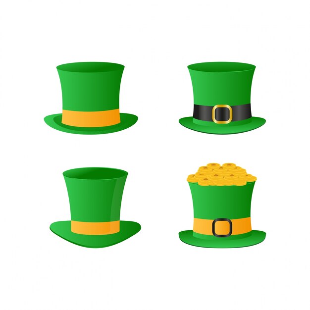 Sombreros de San Patricio set vector