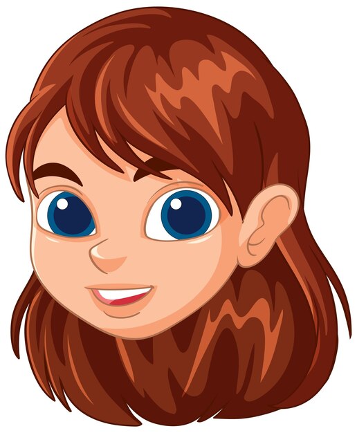 La sonriente chica de dibujos animados con el cabello marrón