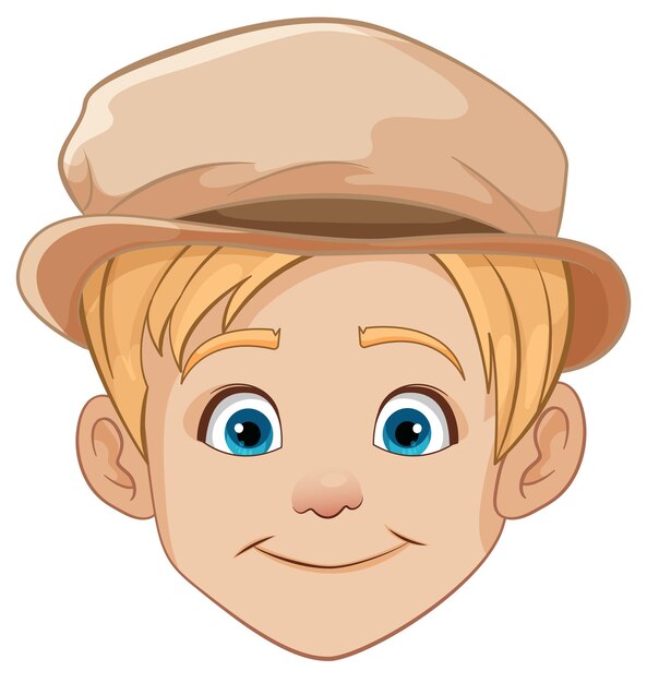 Sonriente niño caucásico de dibujos animados con sombrero