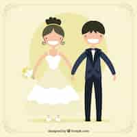 Vector gratuito sonriente pareja de novios