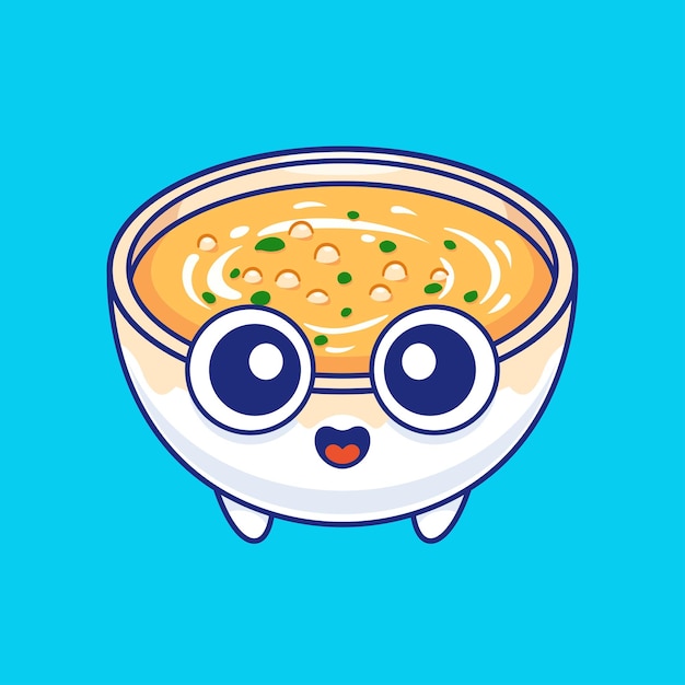 Sopa de crema linda icono vectorial de dibujos animados ilustración de alimentos icono de objeto aislado vector plano