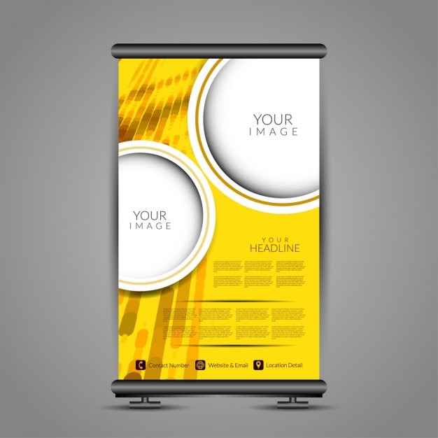 Vector gratuito soporte de banner amarillo 