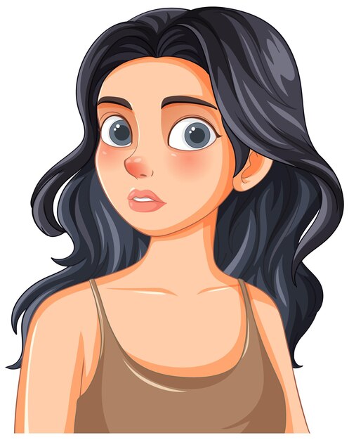 Sorprendida la mujer de cabello oscuro