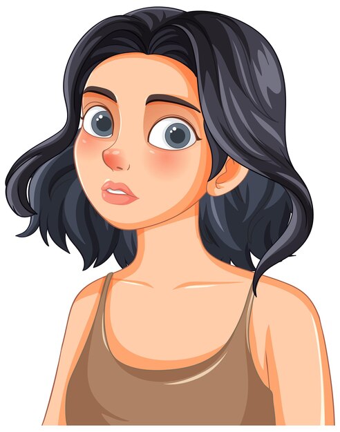 Sorprendida la mujer de cabello oscuro