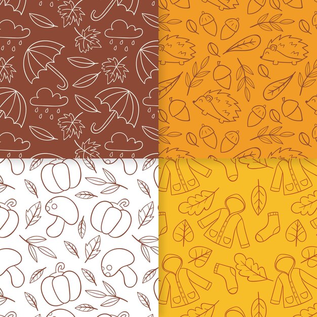 Sorteo de colección de patrones de otoño