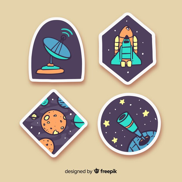Sorteo de dibujos animados con colección de pegatinas espaciales