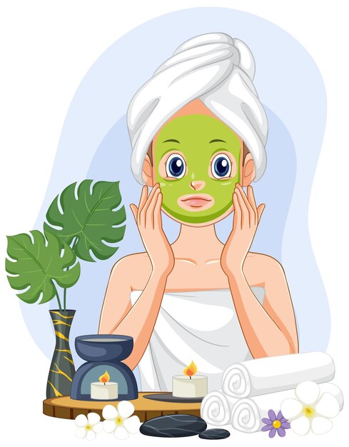 Spa mujer aplicando mascarilla facial