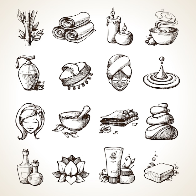 Vector gratuito spa sketch icons