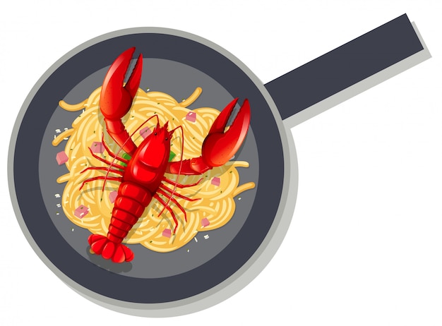 Vector gratuito spaghetti langosta en sartén