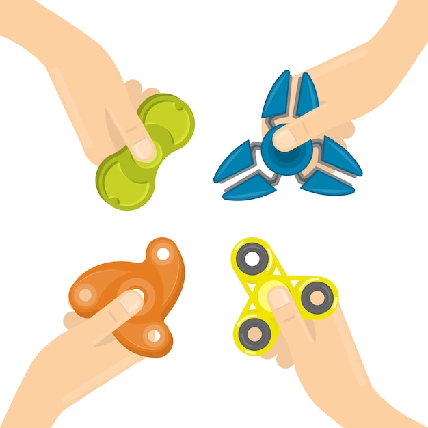 Vector gratuito spinner de mano juego de juguete fidget para antiestrés