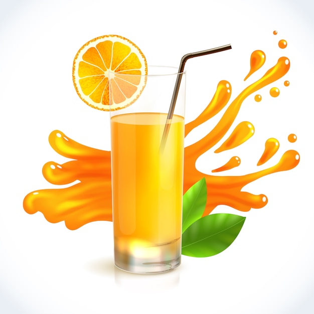 Vector gratuito splash de jugo de naranja