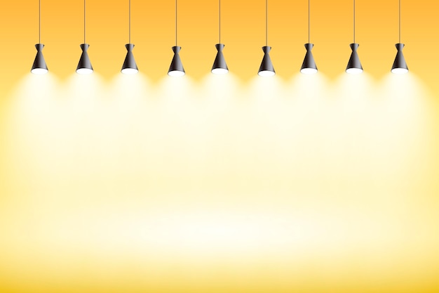 Vector gratuito spot luces de fondo amarillo studio