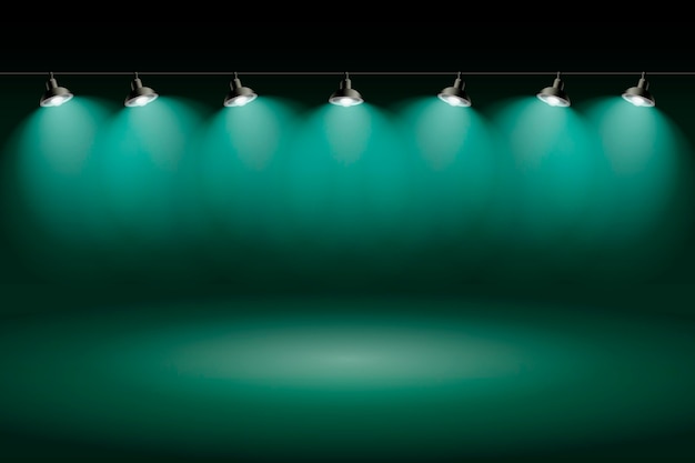 Vector gratuito spot luces de fondo verde studio