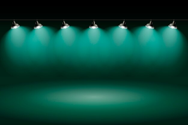 Spot luces de fondo verde studio