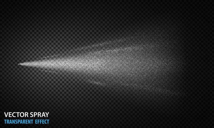 Spray de agua transparente spray de niebla blanca cosmética aislado en el fondo spray vectorial con partículas