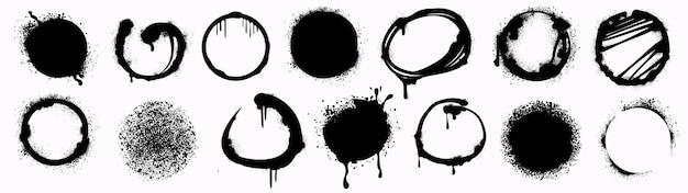 Spray pintura graffiti círculos negros con gotas manchas y salpicaduras de tinta en el estilo de arte callejero