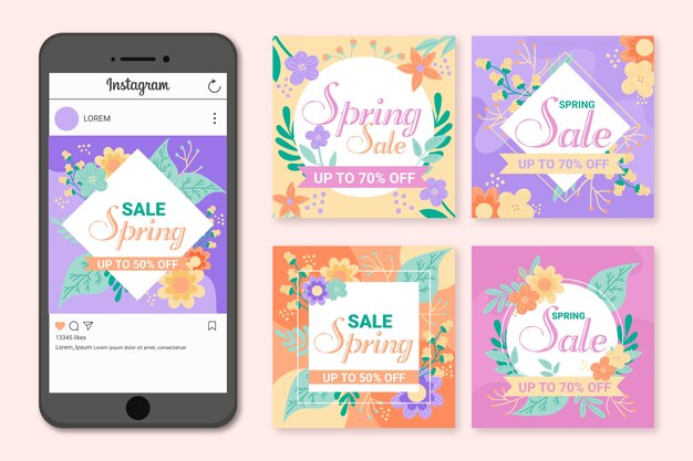 Spring promocional venta instagram post