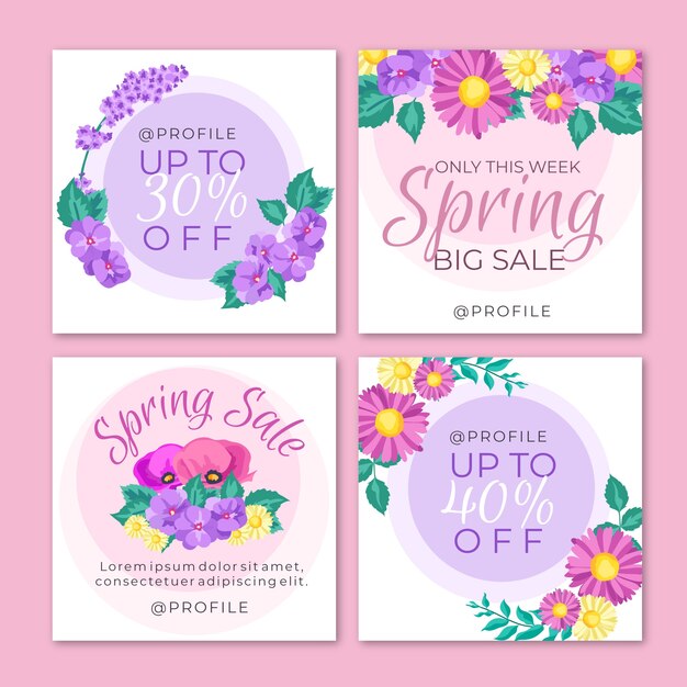 Vector gratuito spring sale instagram post collection