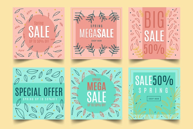 Vector gratuito spring sale instagram post collection