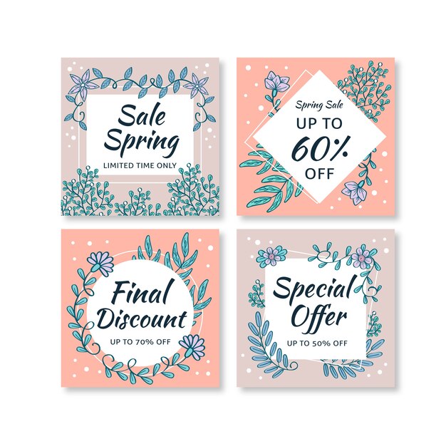 Spring sale instagram post set