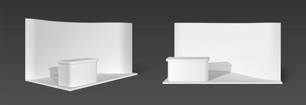 Stand de cabina blanca con plataforma para la exhibición de mercancías