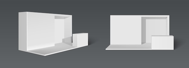 Stand de cabina blanca con plataforma para la exhibición de mercancías
