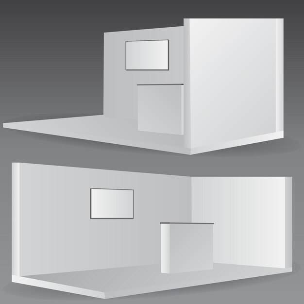 Stand de exhibición de Simple Wall Booth Mockup para renderizado 3D de eventos