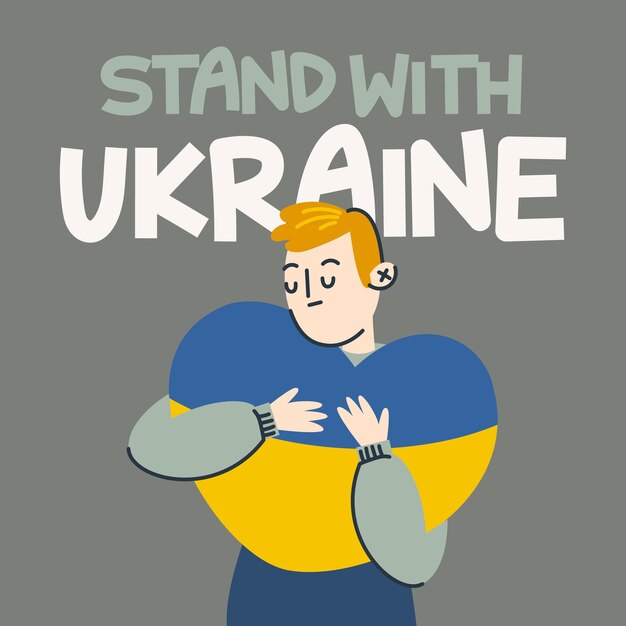 Stand con en Ucrania abrazando el corazón