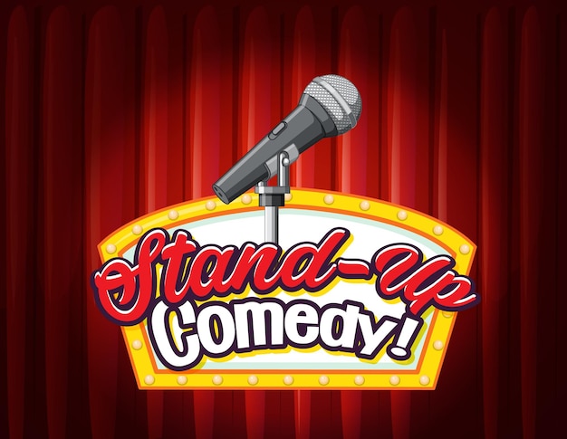 Stand up comedy banner con fondo de cortina roja