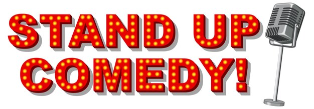 Stand Up Comedy banner con micrófono vintage