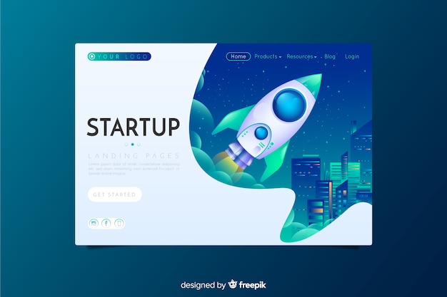 Vector gratuito startup landing page